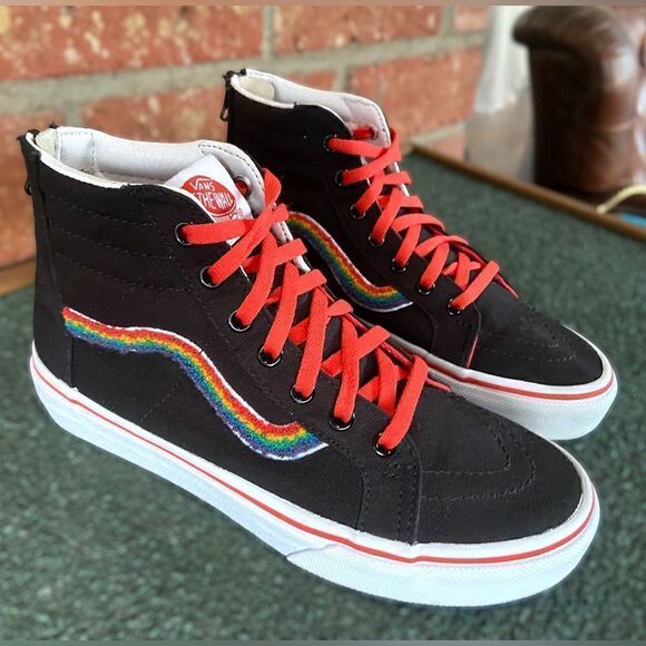 Vans SK8-Hi Zip Chenille Rainbow Kids Size 3.5 - Picture 4 of 14